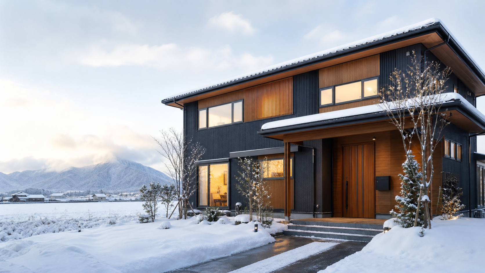 雪国に建つ高性能な木の家
